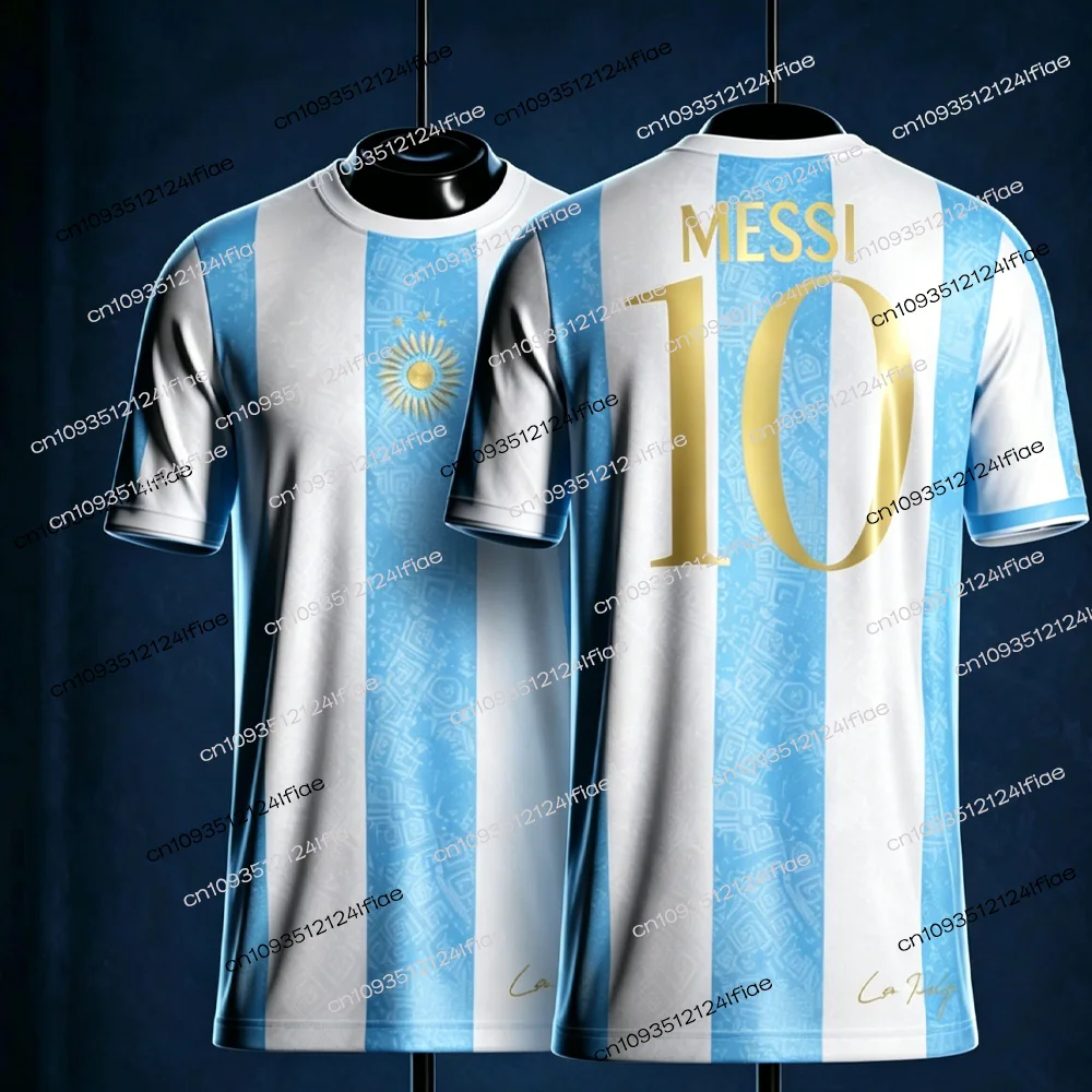 2026 New Argentine Messi Men's Traditional Football Jersey, Sporty Style Breathable Quick-Drying Men's Short-Sleeve T-Shirt