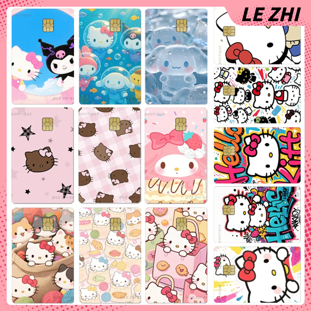 

Sweet Cool Sanrio Hello Kitty My Melody Credit Card Stickers Diy Pvc Shining Rainbow Love Stars Waterproof Film Sticker Decor