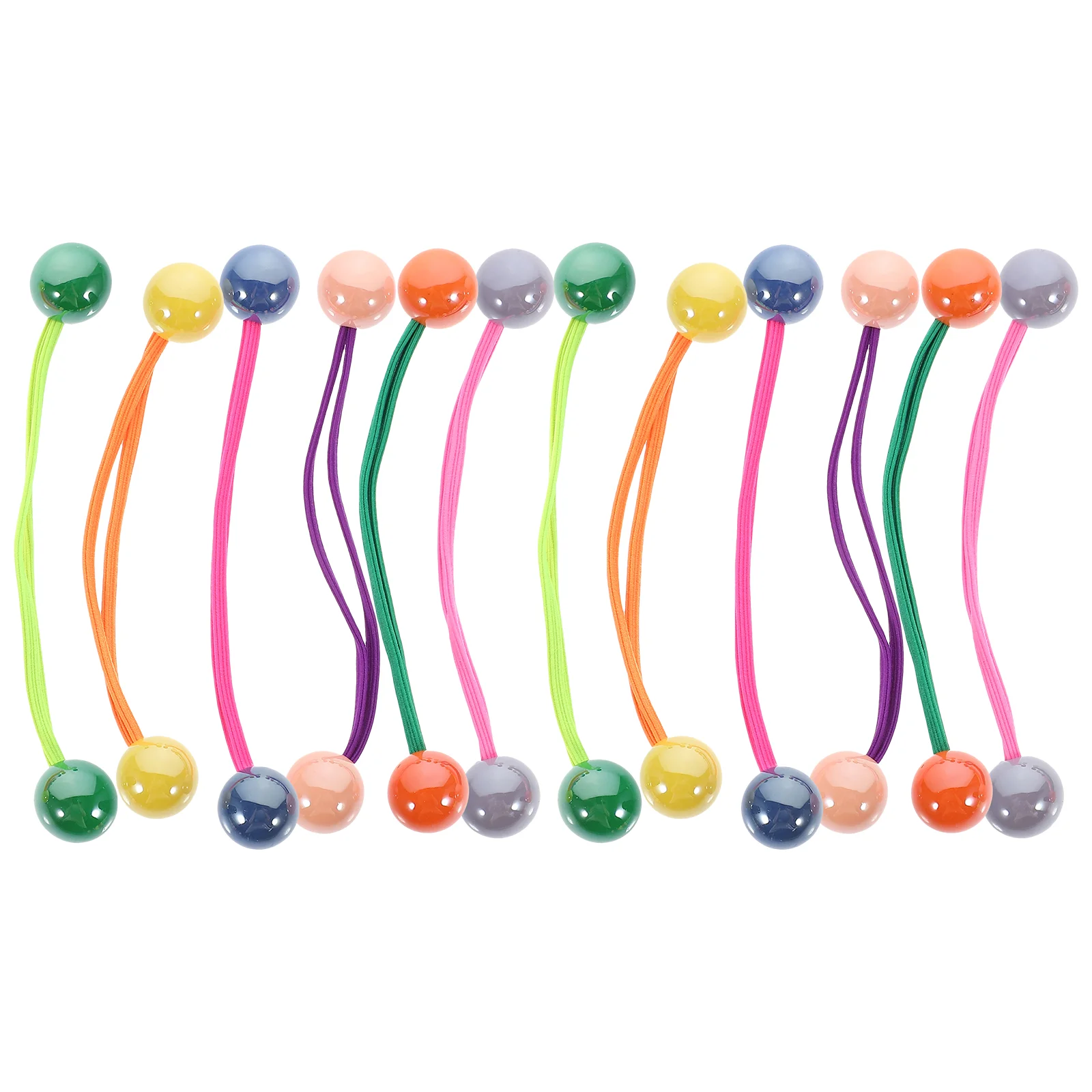 12 Pcs Ponytails High Elasticity Candy Color Ball Hair Band Double-headed Rubber 12pcs Ropes Ring Scrunchies Ties Balls Girl