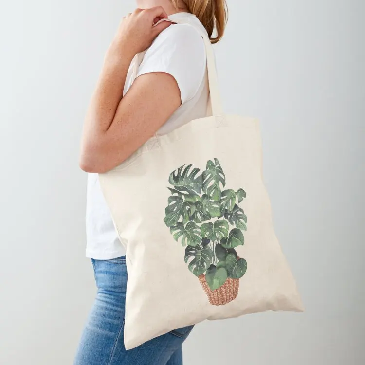 Monstera Deliciosa in basket Tote Bag tote bag canvas Canvas shoulder bag eco folding personalized tote