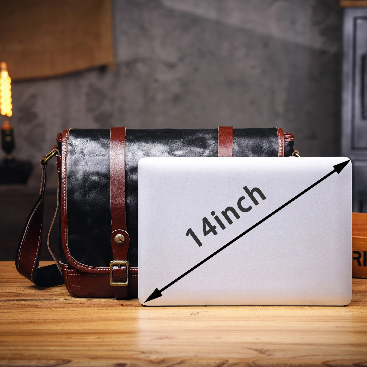 S.WORKER Vintage Echtleder Herren-Umhängetasche Crossbody-Taschen Crazy Horse Rindsleder Schultertasche Top-Layer Mode – Detail 3