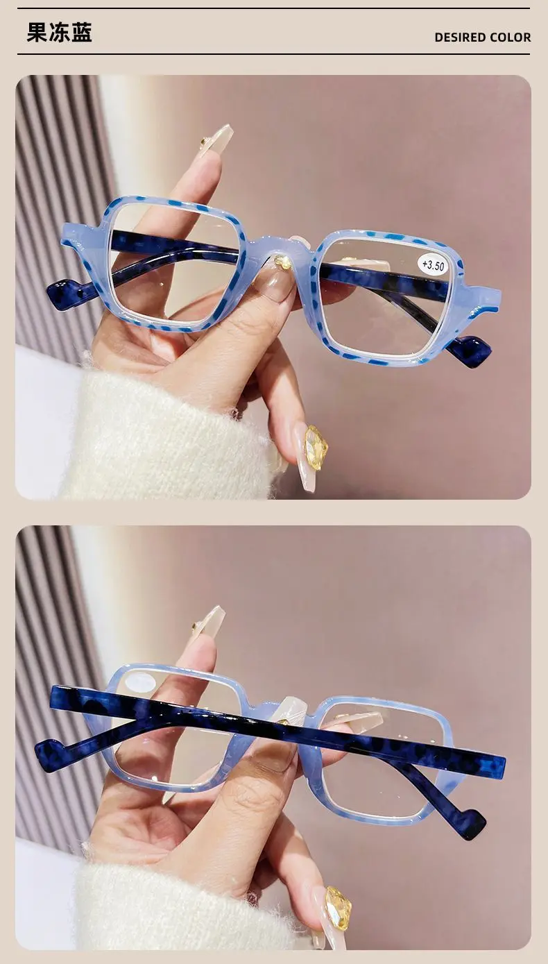Shatar Lesebrille mit kleinem Rahmen für Damen, Anti-Blaulicht, personalisierbar, neuer modischer Look, presbyopische Brille für junge Nische – Detail 12