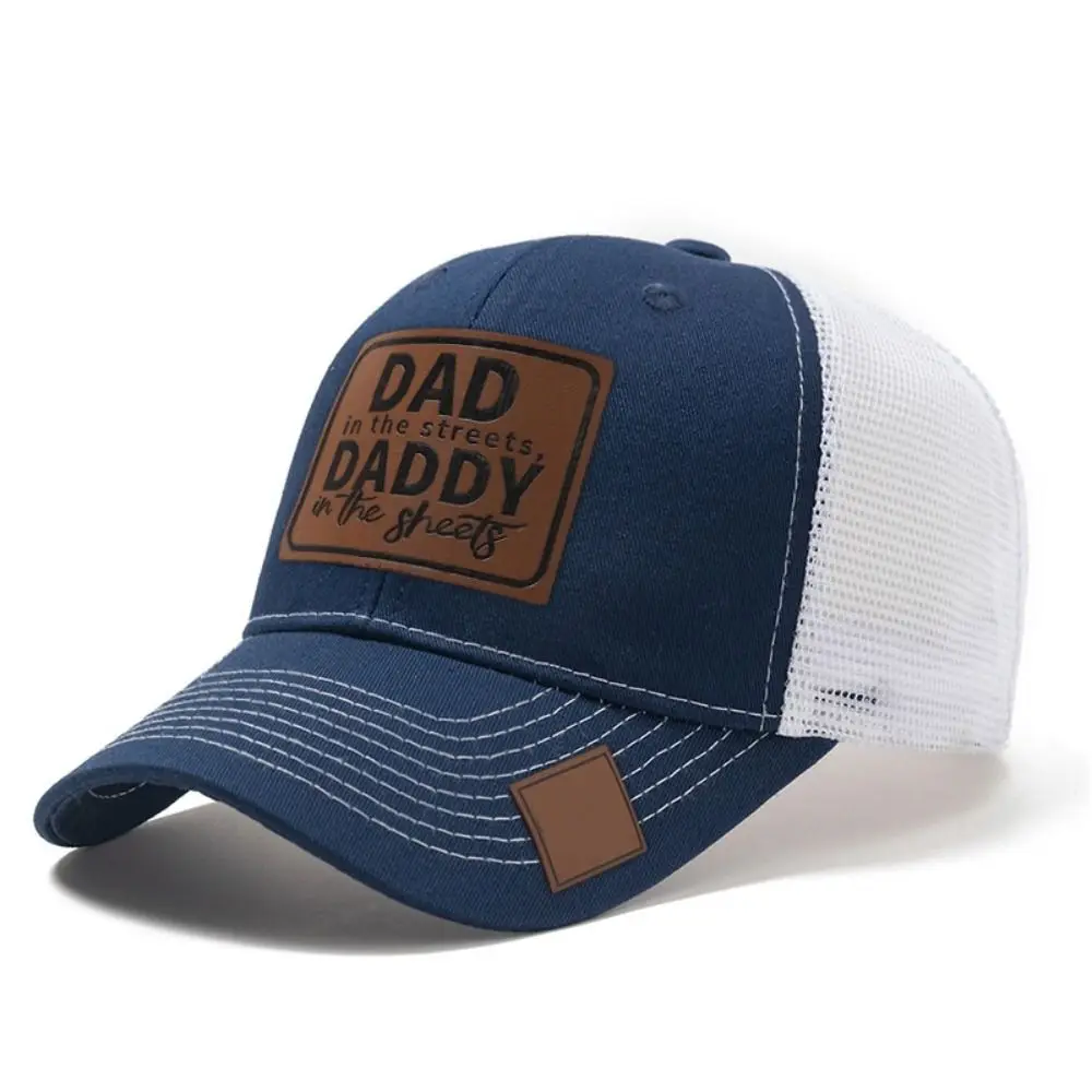 Lether Patch DAD Snapback Cap Casual Wear Adjustable DADDY Trucker Hat Sun Protection Mesh Net Baseball Cap Climbing Cycling