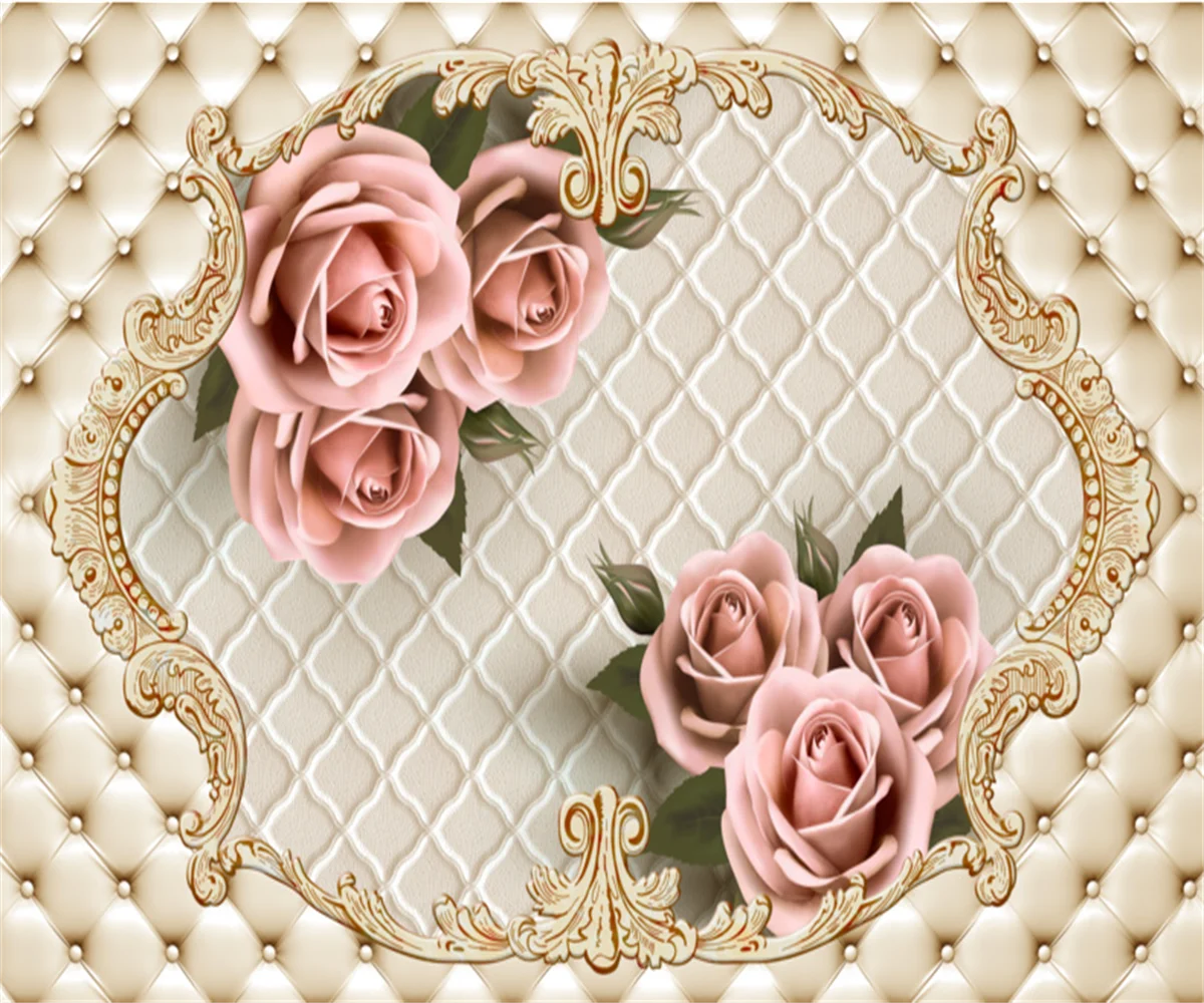 Custom Photo Wall Paper 3D butterfly leaf Soft bag rose Painting Living Room TV Backdrop wallpapers home decor