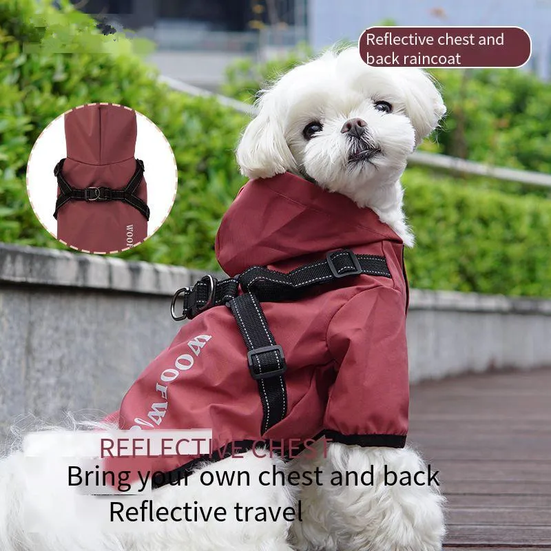 Dog Cat Clothing Waterproof Coat Traction&Reflective Design  Raincoat Jacket  for Small Medium Large Dog