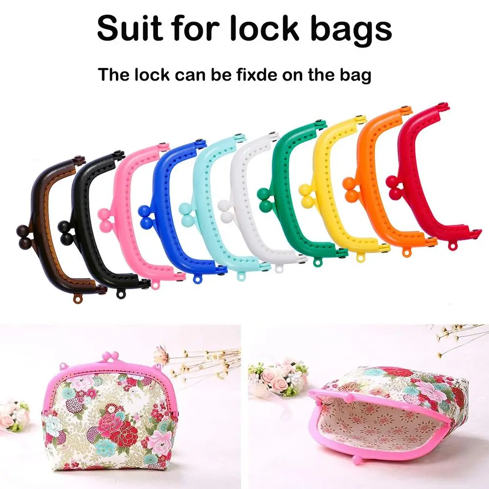 Mini Plastic Purse Frame Kiss Clasp Candy Color Bag Hardware Bag Kiss Clasp Lock Purse Clasp Frame DIY Craft