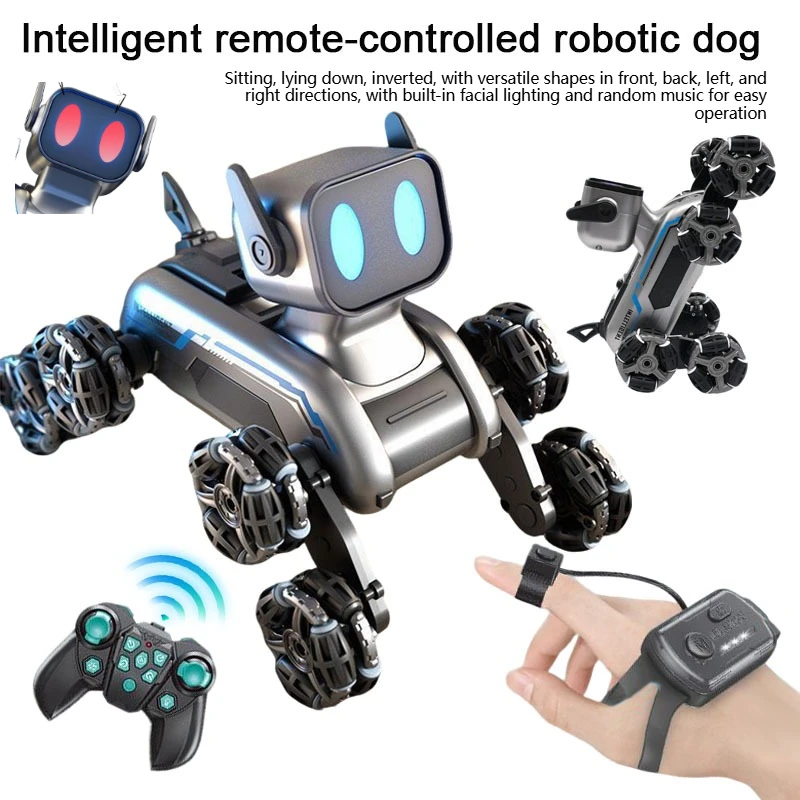 

Робот-собака для скалолазания с поворотным рычагом, детский подарок, интеллектуальное определение жестов, пульт дистанционного управления, деформация, восьмиколесная трюковая собака