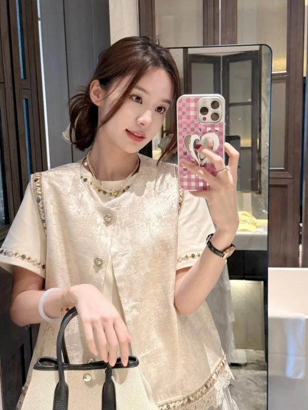 

Жилет TWINKLE n Sle с объемной вышивкой в виде грушевых цветов, нежный, весенне-летний, новый, в китайском стиле, женская модная верхняя одежда