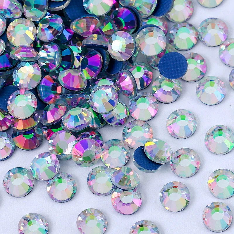 QIAO Glisten Pink/Ghost Purple Glass Hot-Fix Crystal Rhinestones Flat Back Strass Stones For DIY Clothes Fabric Decorations