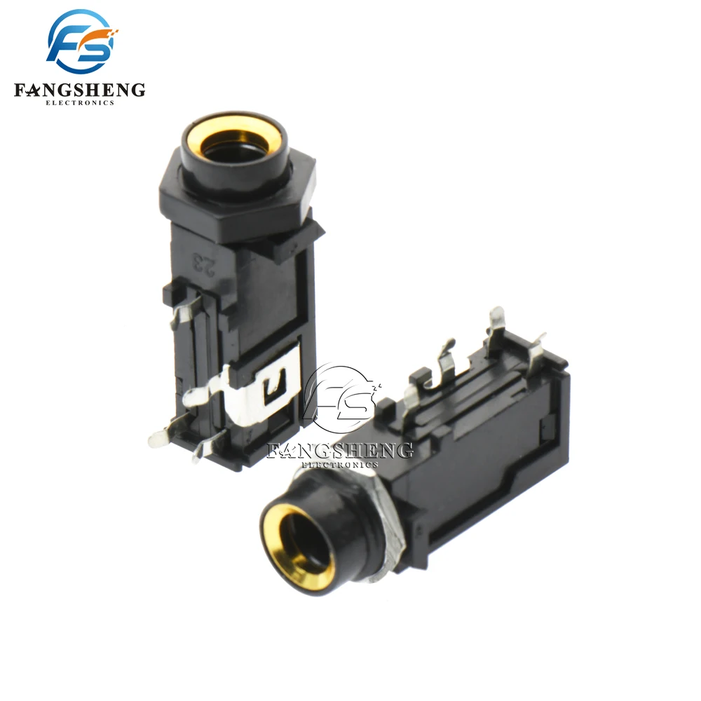 5Pcs 6.35 / 6.5 Audio Straight jack Connector Gold Plated 4P Stereo Dual Channel Microphone Socket DIY 6.35mm / 6.5mm Jack