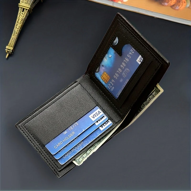 Men Short Bifold Faux Leather Masculina Billetera Credit ID Card Holder Wallet Billfold Purse Clutch Solid Hombre Business Slim