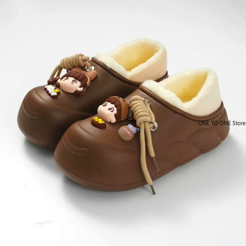 

Wholesale Waterproof Cotton Slippers New Sle Fce Lined Thi Heel Indoor Outdoor Wear Home Warm Cotton Oes for Men and Women Flats