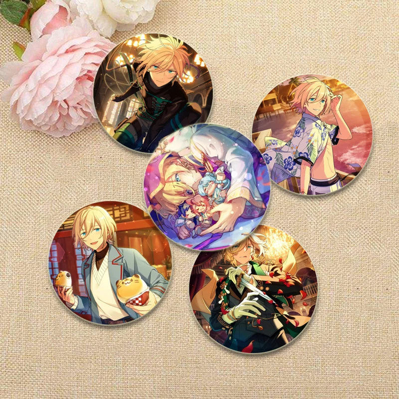 Anime Ensemble Stars Button Pins Eichi Tenshouin Cartoon Badge Round Creative Brooches for Backpack Jewelry Accessories Gifts