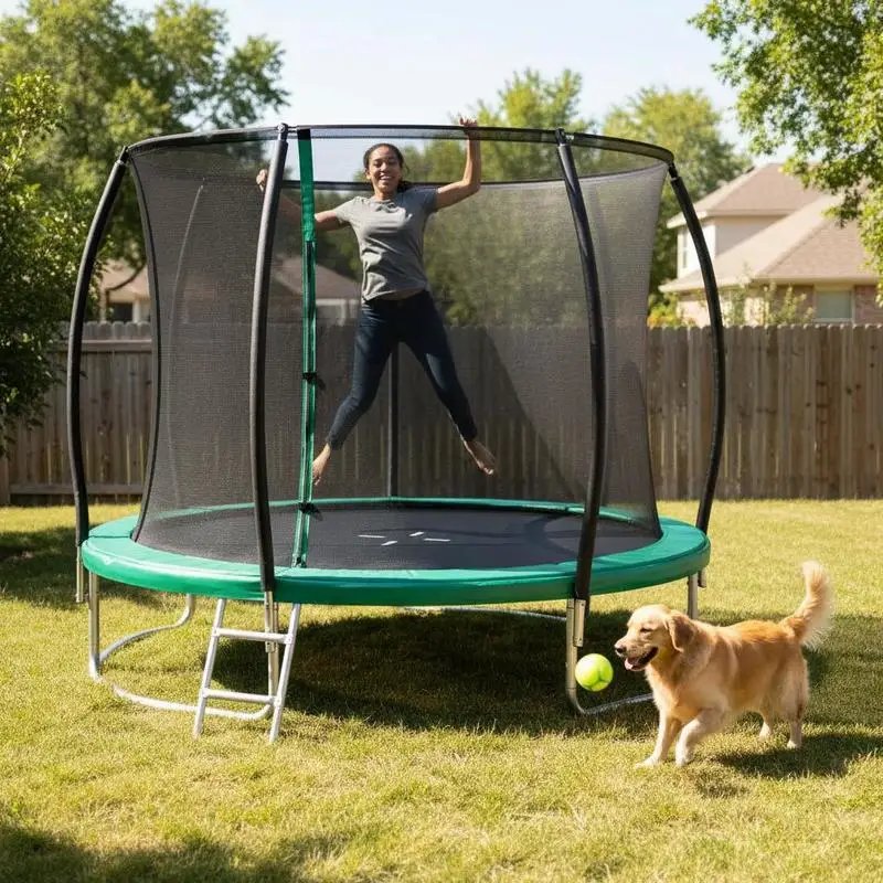 8FT Outdoor-Trampolin Hochbelastbares Freizeit-Trampolin - Grün