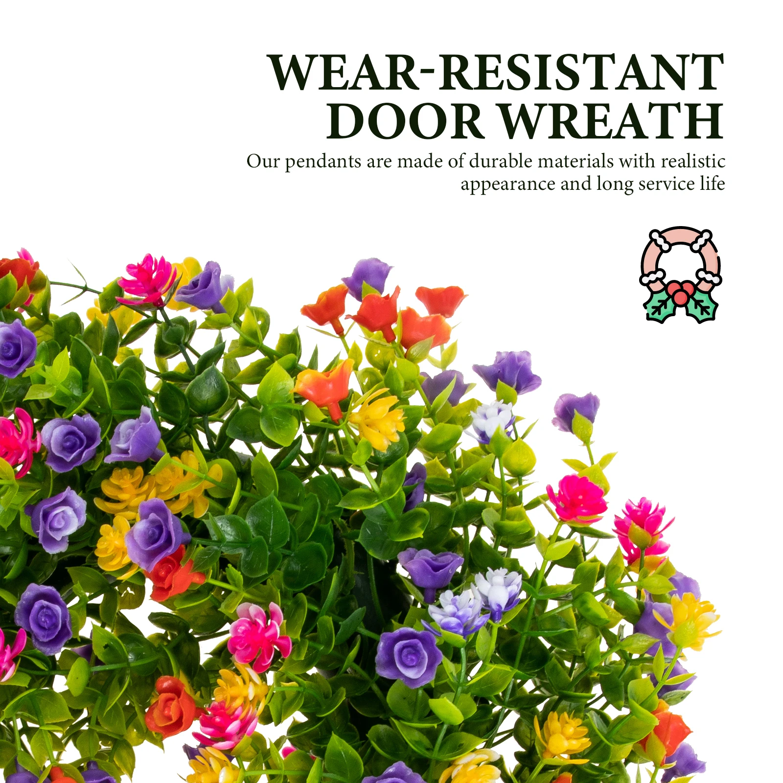 

Household Door Wreath Wear-Resistant Vivid Wreath Decor Hanging Window Decor Long-Lasting Door Window Accessory Easy To Use Warm