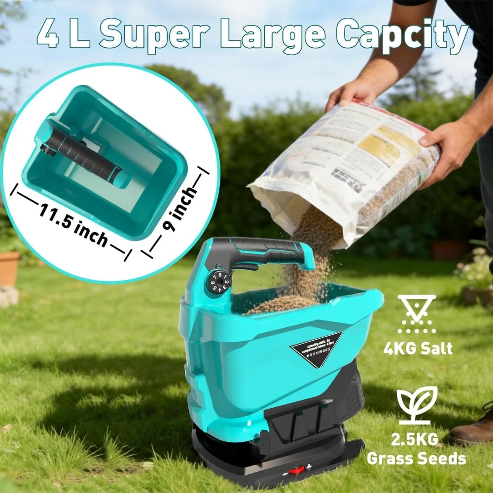 Handheld Electric Seed Spreader Rechargeable Lithium Battery Fertilizer Spreader Multi‑Speed Adjustment For Garden Lawn Corn Soy