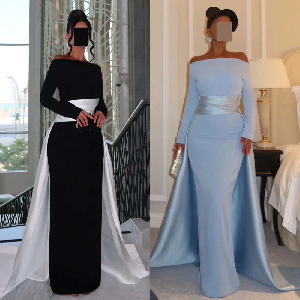 

Customized Simple Sizes Available Jersey Pleat Off-the-shoulder Straight Long Dresses Bespoke Occasion Dresses Fashion Formal