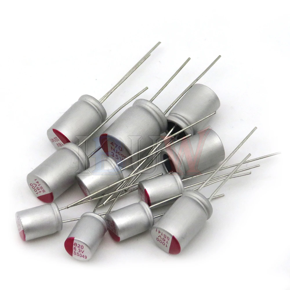 10PCS Solid Electrolytic Capacitor DIP Low ESR 6.3V 10V 16V 25V 35V 50V 63V 10UF 47UF 100UF 220UF 470UF 820UF 1000UF 1500UF