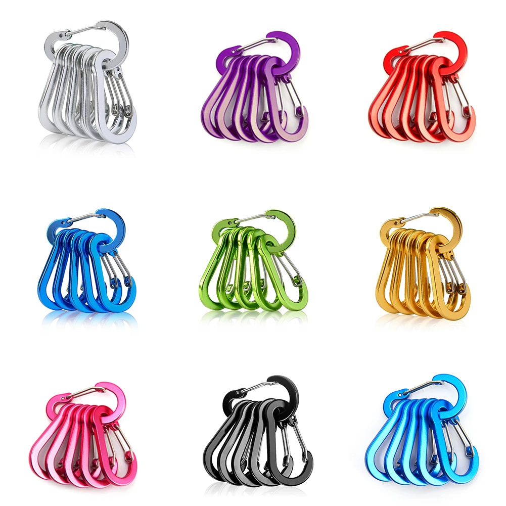 6/12pcs Outdoor Camping Multi Tool Mountaineering Buckle Steel Small Carabiner Clips Fishing Climbing Acessories