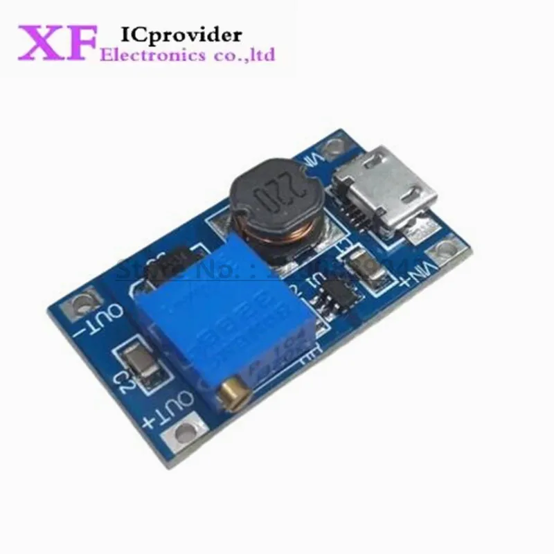 1pcs MT3608 DC-DC Adjustable Boost Module 2A Boost Plate Step Up Module with MRO USB 2V-24V to 5V 9V 12V 28V