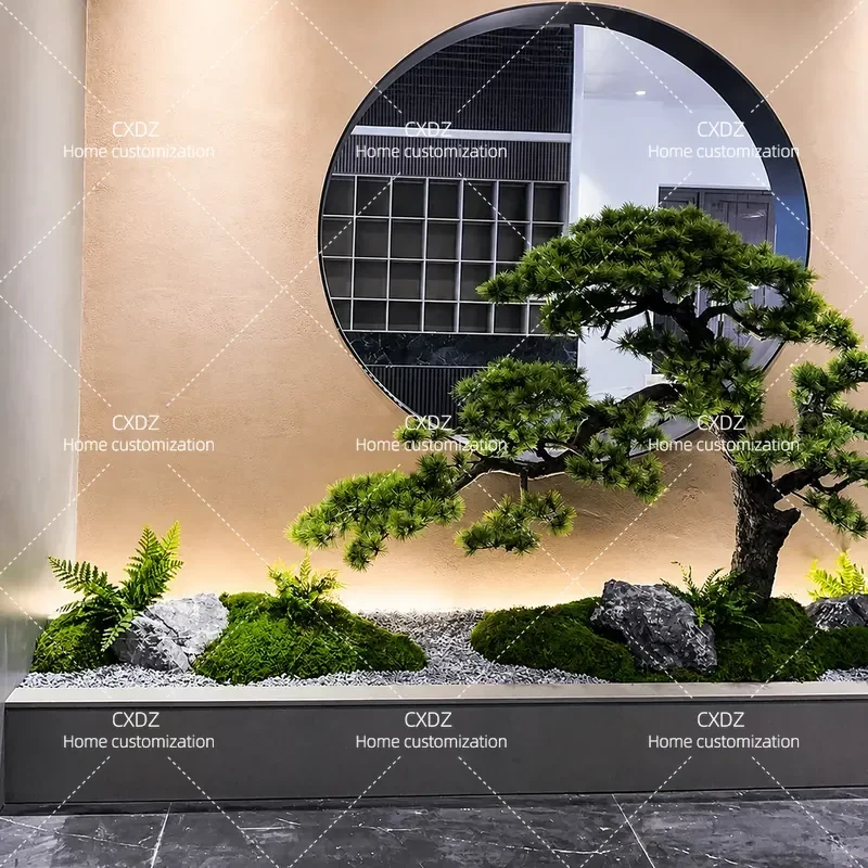 Large Artificial Podocarpus Tree New Chinese Style Indoor Faux Greenery Plant for Home Decor Living Room Window Under Stairs