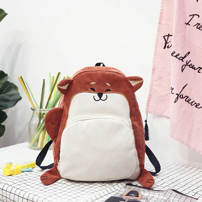 Mochila escolar bordada, campus escolar para meninas, harajuku, mochila moderna Ulzzang, mochila fofa de desenho animado de veludo