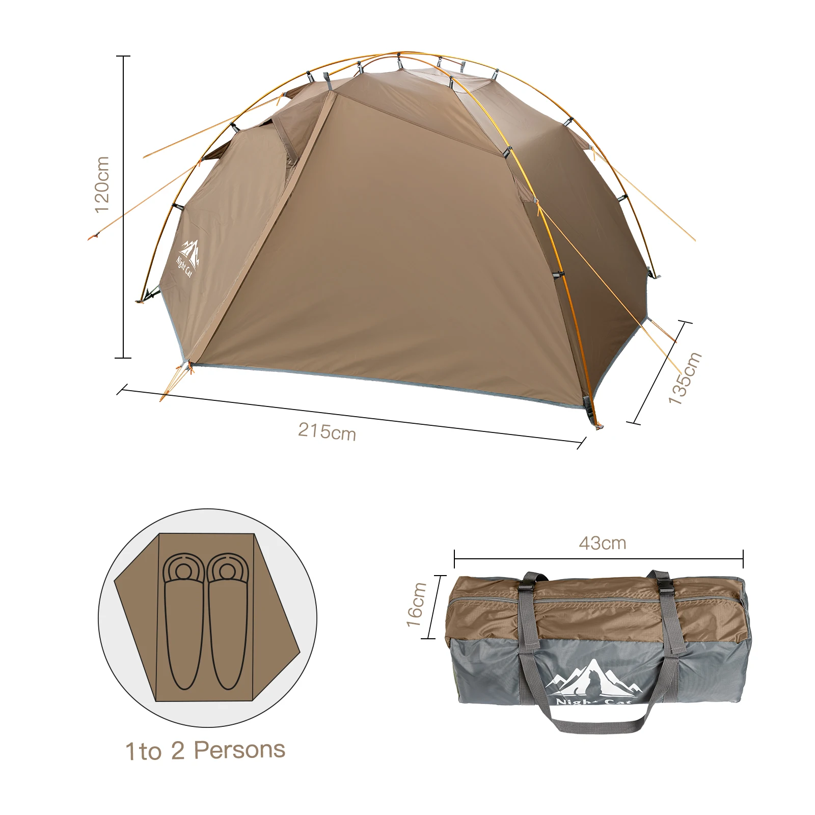 Imagem -04 - Night Cat Outdoor Camping Tent Mochila Montanhismo Pessoa Temporada