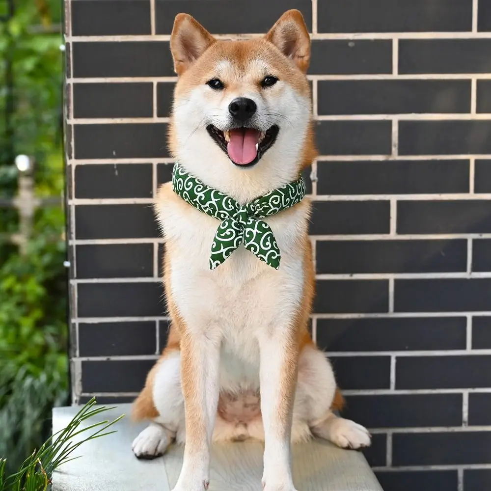 Original Pet Dog Bandana Tang Thread Printing Puppy Bib Bow Tie Party Neck Accessories Kitten Grooming Kerchief Shiba Inu Collar