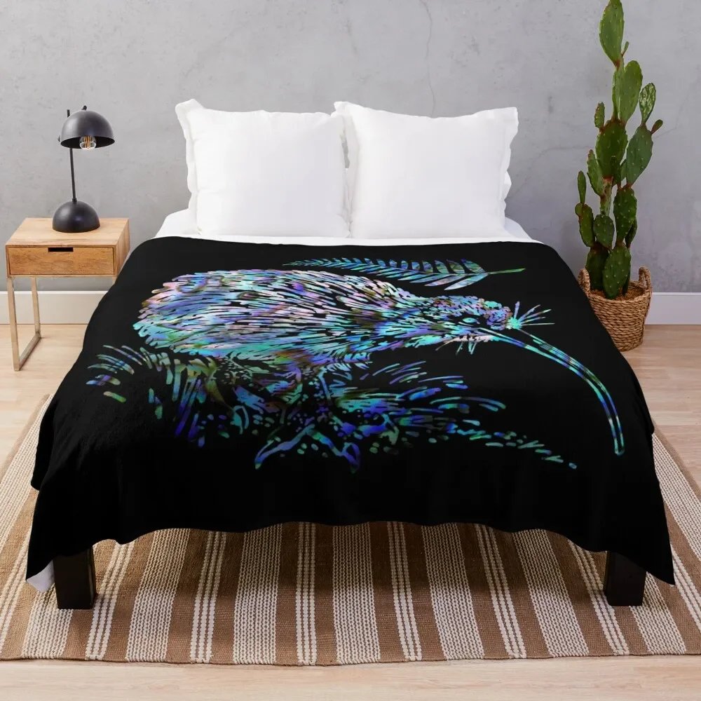 

NEW ZEALAND: KIWI AND FERN PAUA Throw Blanket Thins halloween Luxury Designer Blankets