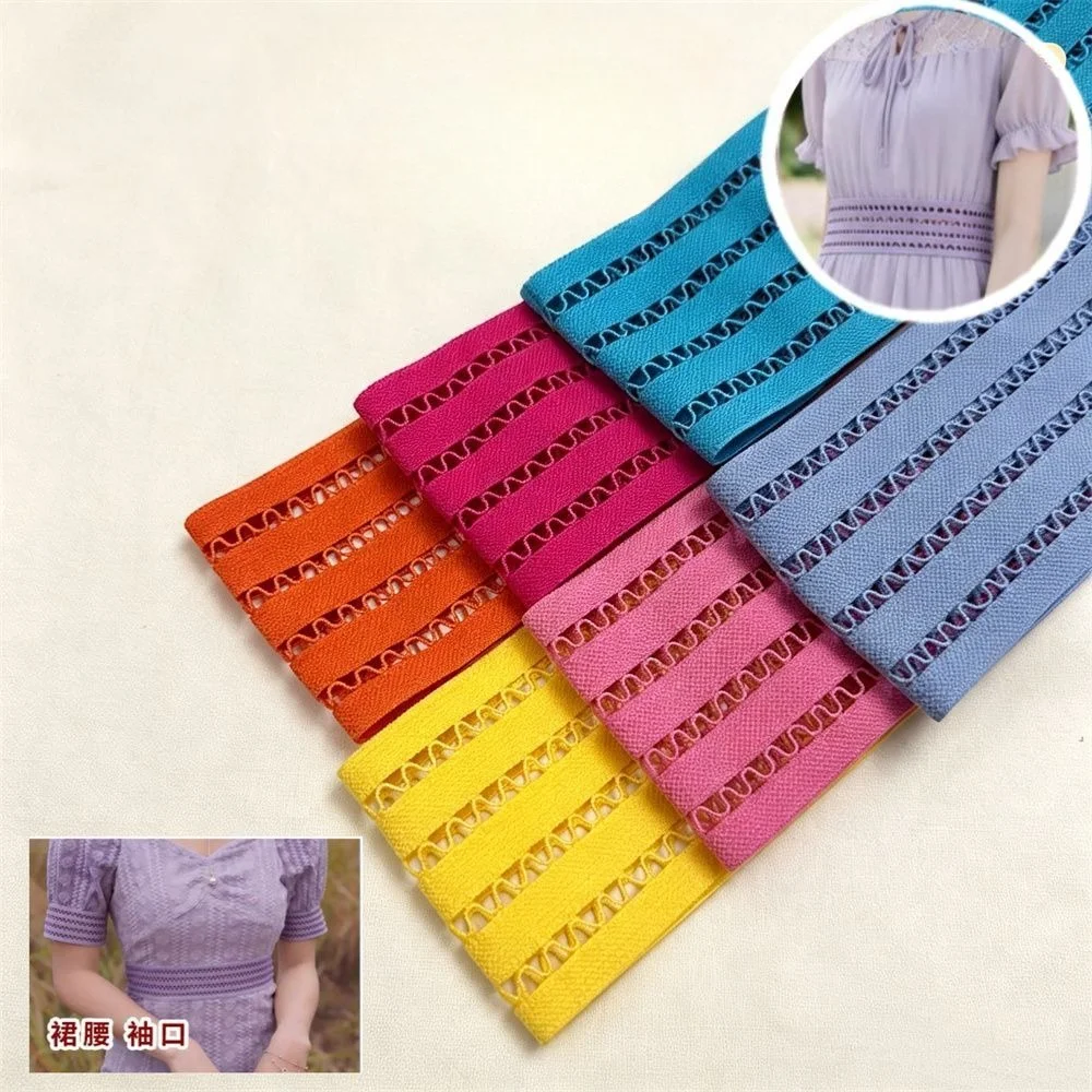 6.5Cm Color Hollow Mesh Elastic Band Thin Waist Ribbon Skirt Pants Lace DIY Clothing Accessories Side Strips
