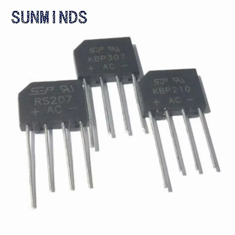 10PCS KBP206 KBP208 KBP210 KBP307 KBP308 KBP310 KBP410 2A/3A Straight Plug Flat Bridge Rectifier Bridge Stack