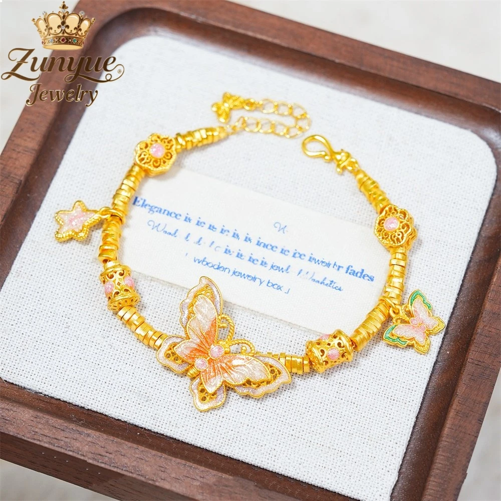 

Sand Gold Pink Purple Butterfly Coiled Bracelet Luxury Quality Jewelry Fashion Jewelry Exquisite Charms Elegant Popular Young