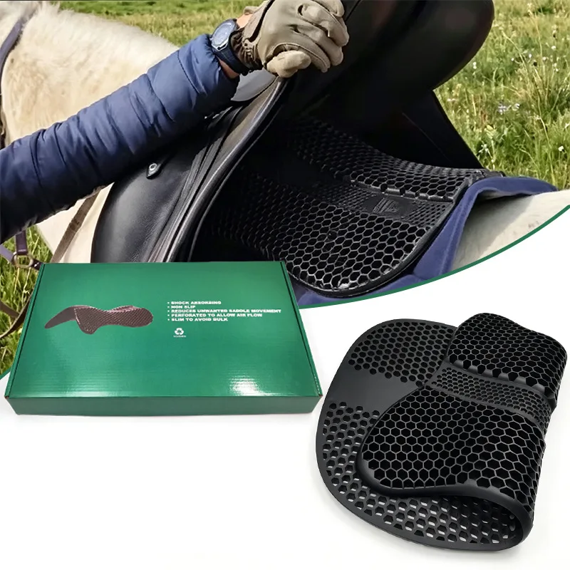 Horse Saddle Pad Honeycomb Silicone - Breathable Shock Absorbing Anti-Slip Equestrian Mat, Gift Box, Horse Back Care