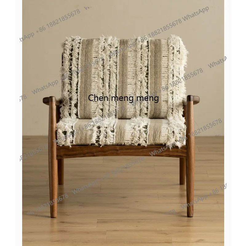 

North American black walnut lounge chair living room single solid wood armchair