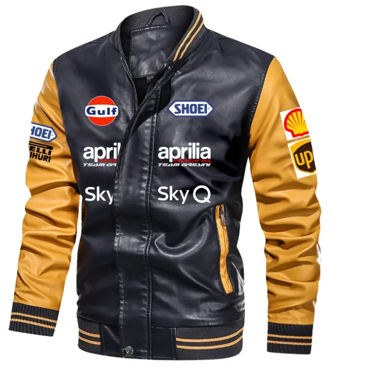 Neue Herren Lederjacken Apulien Motorrad GP Events Herbst Winter lässig Motorrad Pu Jacke Biker Leder mäntel EU Größe