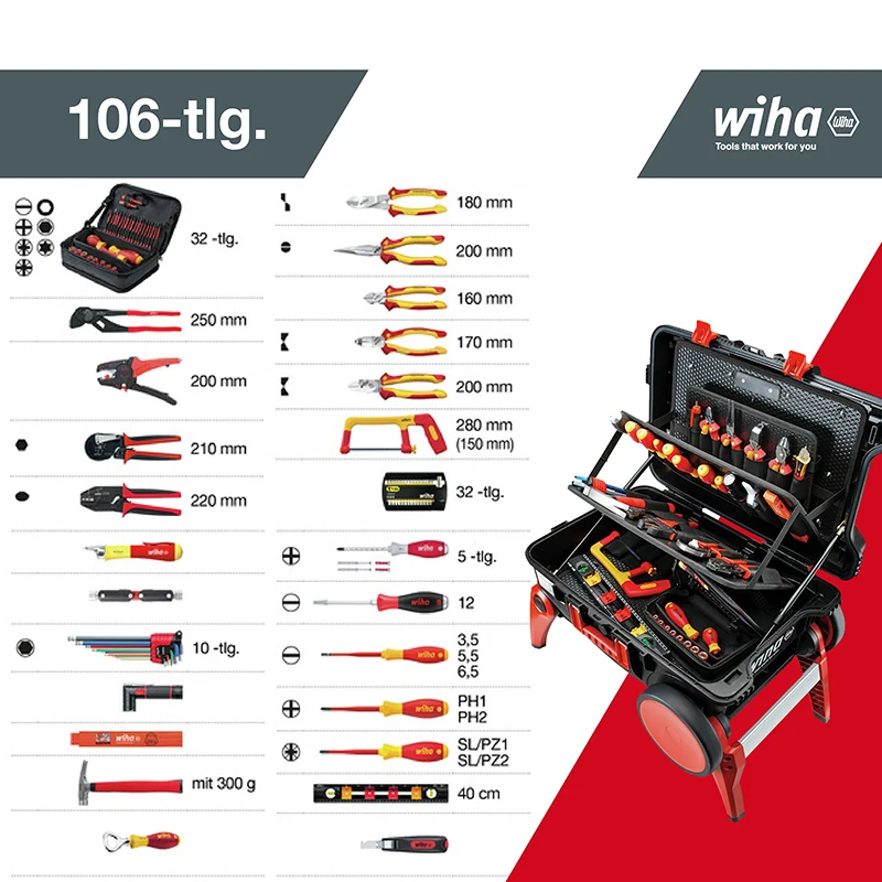 Wiha 44128 Tool Case Set XXL III 104Pcs Electric 1000V VDE Electrician Competence