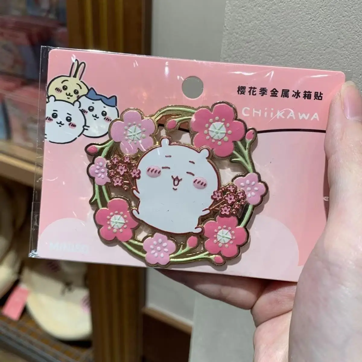 جديد Chiikawa أنيمي الكرتون Usagi المحيطة زهر الكرز الموسم المعادن المغناطيسي الثلاجة ملصق جمال عالية لطيف هدية #1