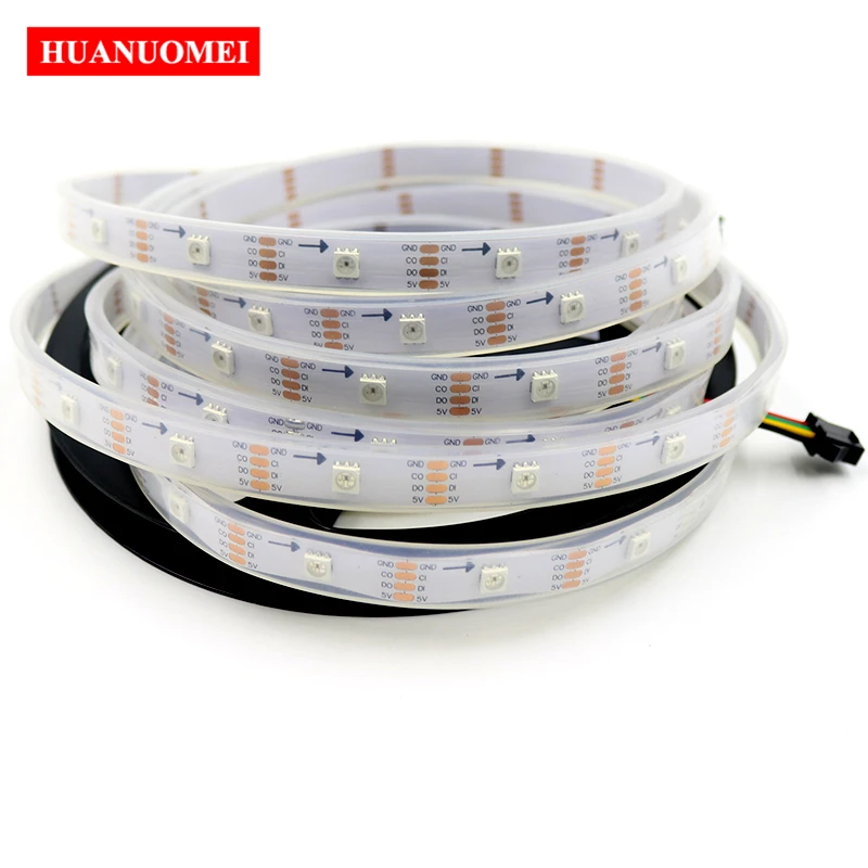 Addressable 48LEDs/M SK9822 RGB LED Flexible Neon Light Wall Decoration Full Color 5050 SMD Digital Tape Room Outdoor Pixel Lamp