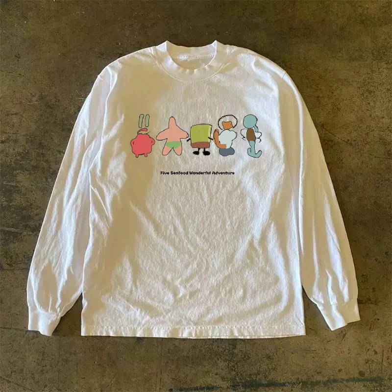 Long Sleeve 310 Pure Cotton Men's T-Shirt Upward Hero Non-Light American Style Couple's T-Shirt Youth Loose Fit Printed Tee