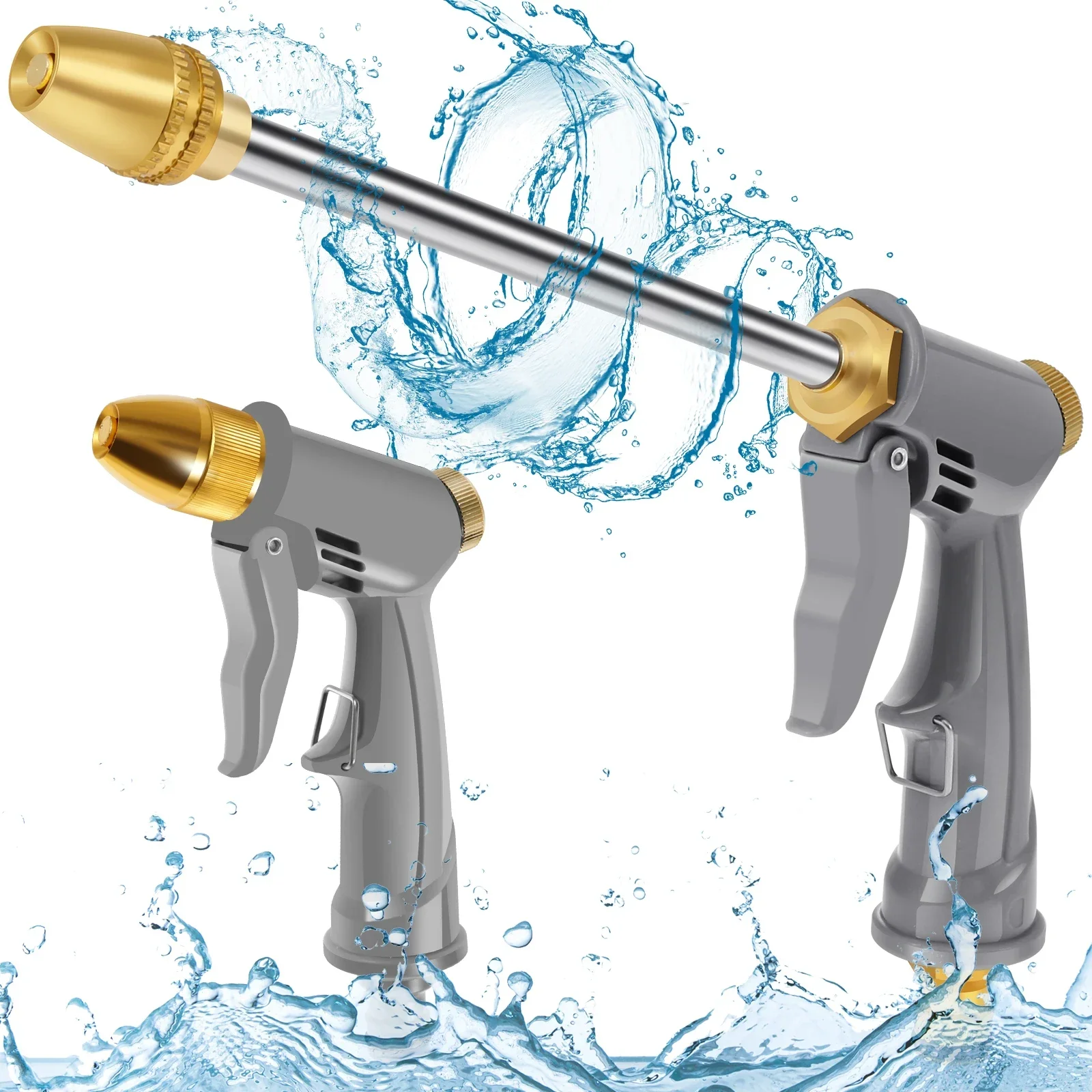 High Pressure Spray Water Gun Metal Brass Nozzle Hose Water Sprayer for Car Wash Garden Irrigation Water Gun Cleanning Tool