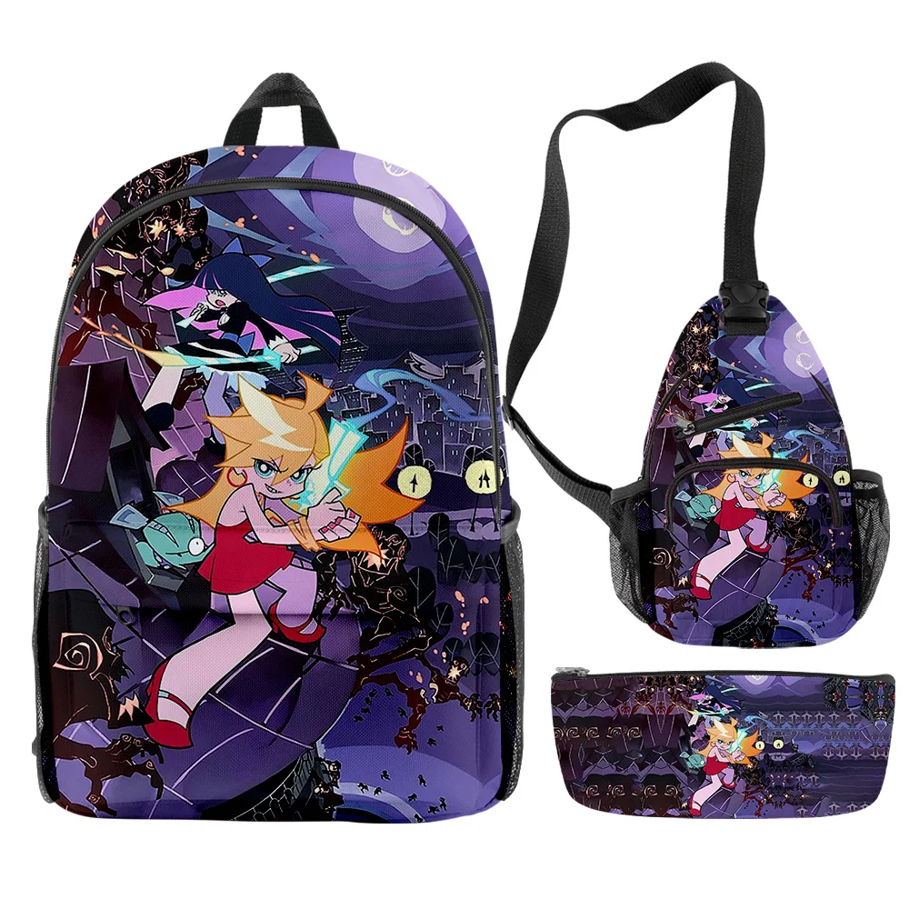 

2023 New Panty and Stocking Anime Backpacks 3 Pieces Sets Zipper Daypack Unisex Shoulder Bag Pencil Bag