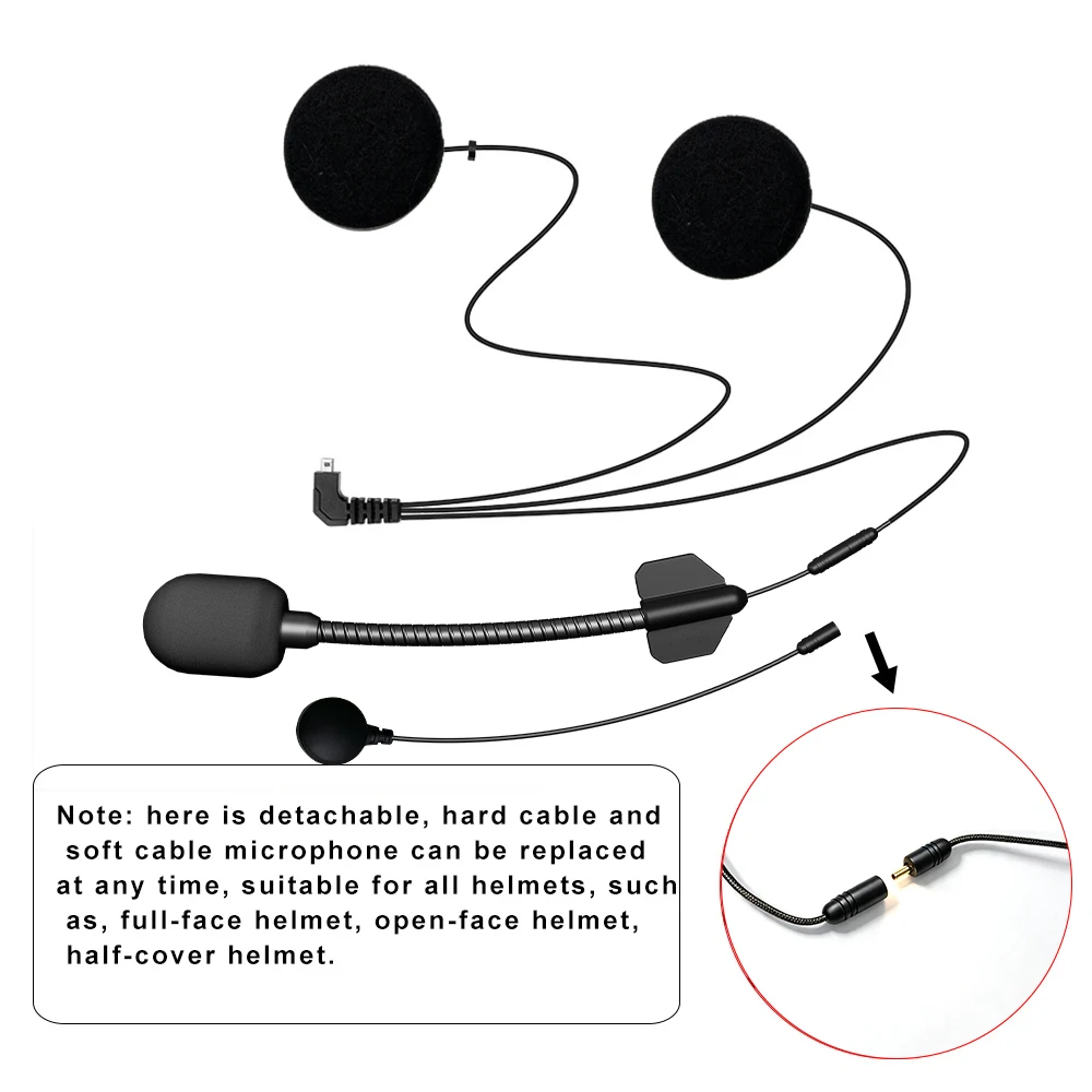 Motorcycle Intercom Helmet headset 5Pin Interphone Accessories Suit for Freedconn KY Pro R1 Pro R1 plus Tmax Pro