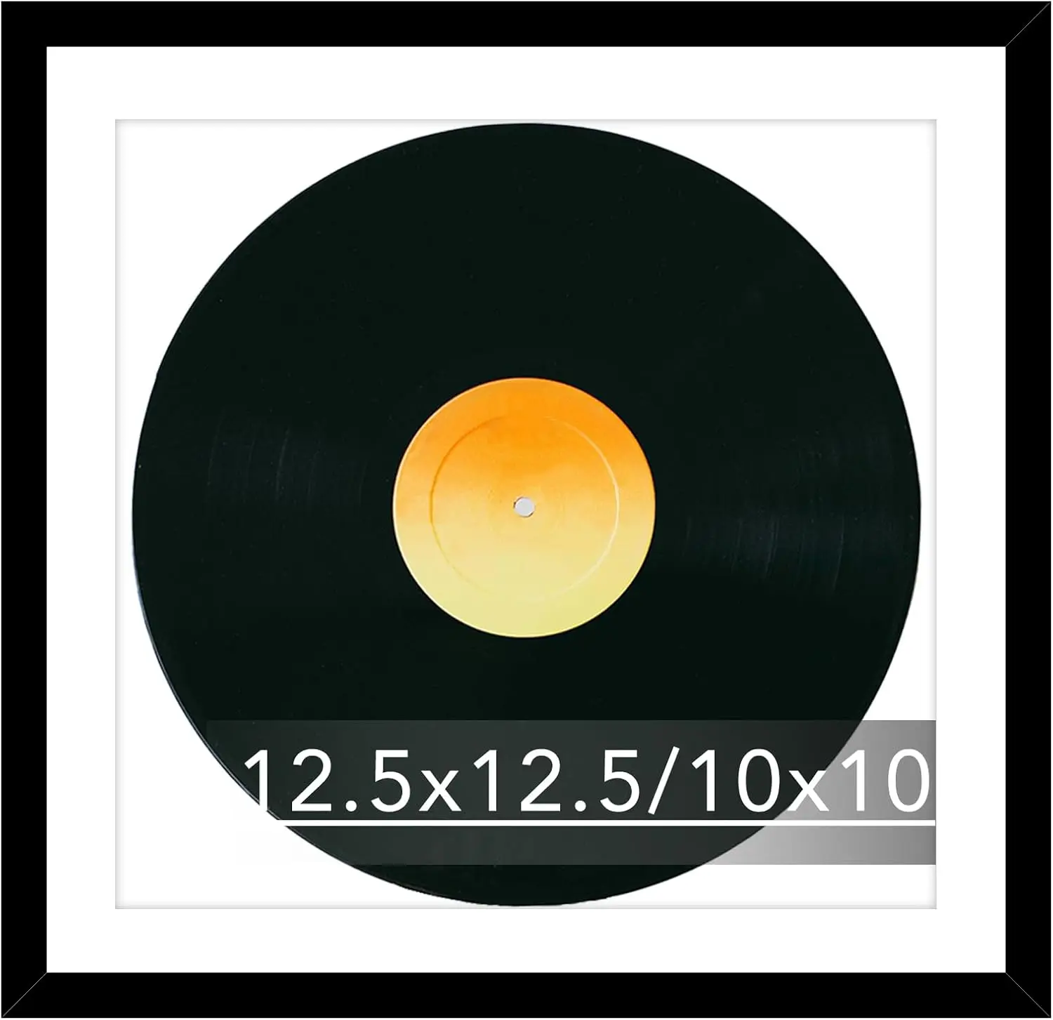 

12.5x12.5 Vinyl Record Frame with 10x10 Mat, Plexiglass, Black Wall Hanging Display for Album Covers and Posters