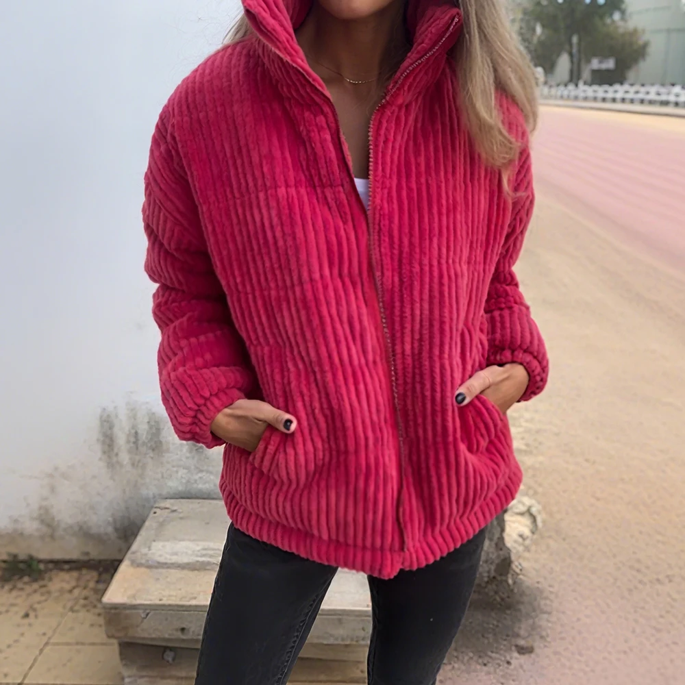 سترة سروال قصير نسائية للخريف والشتاء بأكمام قصيرة وقميص طويل وياقة واقفة وتصميم جيب محطة تجارية مستقلة #5