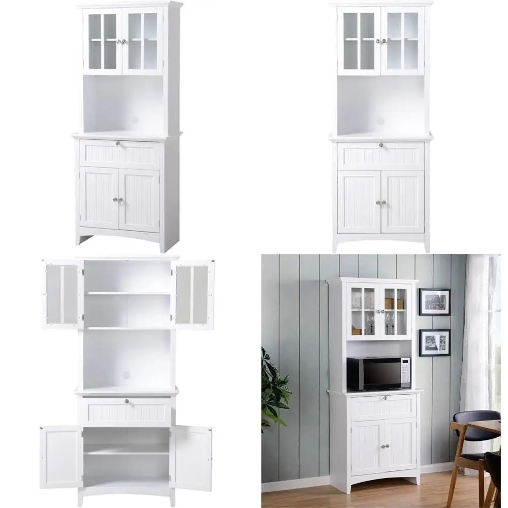 Buffet in legno bianco stile fattoria con contenitore per uso domestico e in ufficio