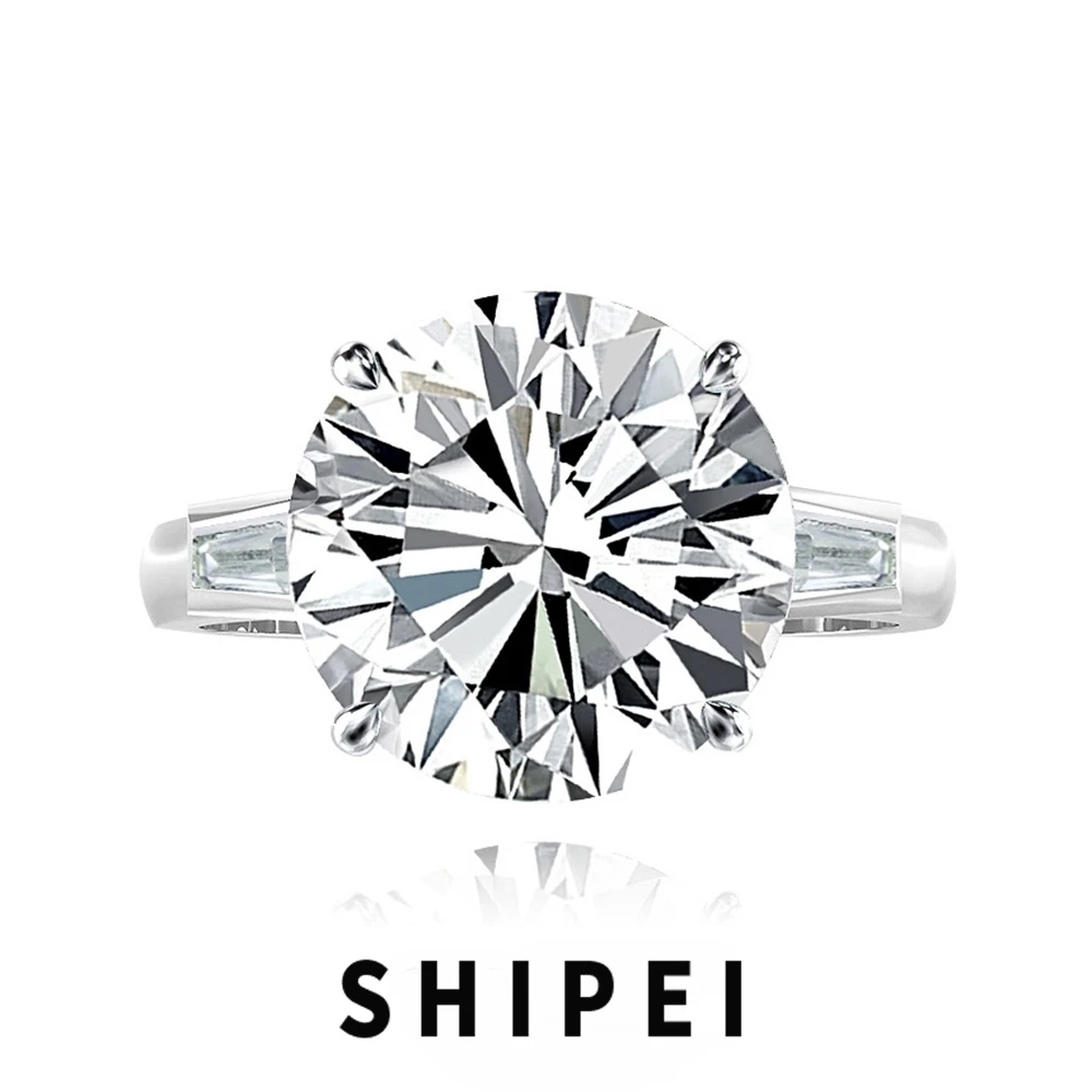 

SHIPEI Classic Solid 925 Sterling Silver 6CT White Sapphire Gemstone Wedding Engagement Ring Fine Jewelry For Women Wholesale