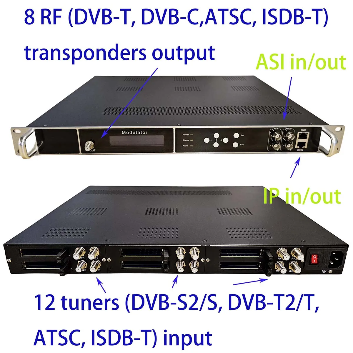 

encrypted dvb-s2/S to DVB-T/DVB-C/ATAC/ISDB-T digital catv modulator, DVB-T2/DVB-C/ATSC/ISDB-T to RF modulator