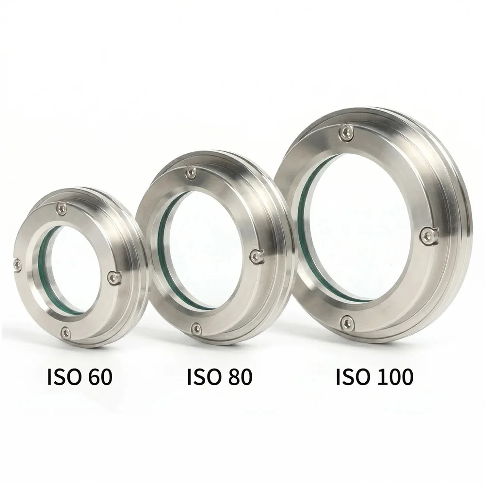 ISO60 ISO80 ISO100 High Vacuum Sight Glass  ISO-K Stainless Steel Observation Window for Vacuum Pipeline Reactor Vacuum Viewport