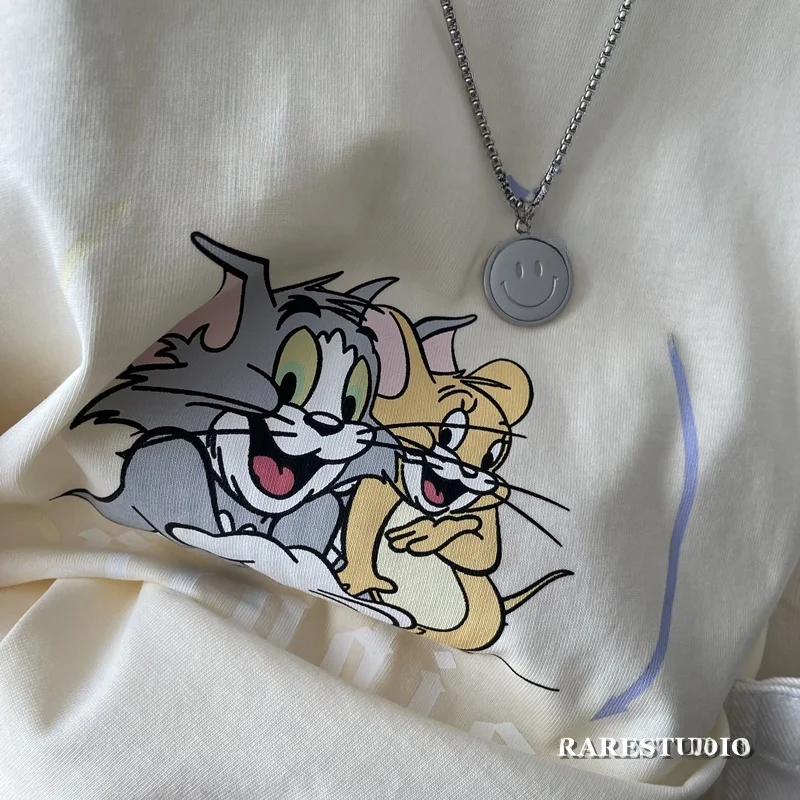 قميص نسائي صيفي كاجوال من القطن بتصميم كرتوني وألوان متباينة، مقاس كبير 300، بأكمام قصيرة