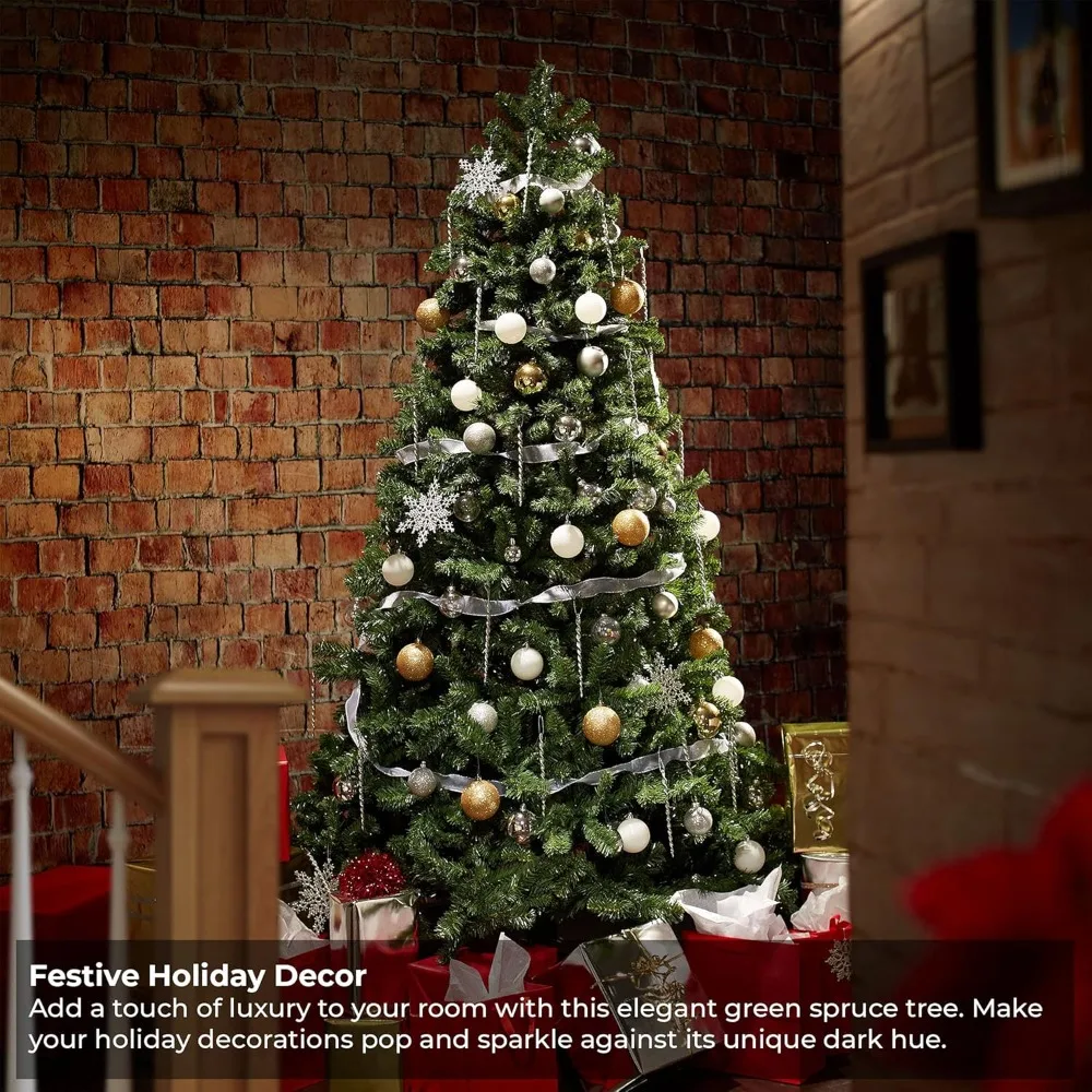 

9FT Realistic Green Spruce Unlit Artificial Holiday Christmas Tree with Sturdy Metal Stand